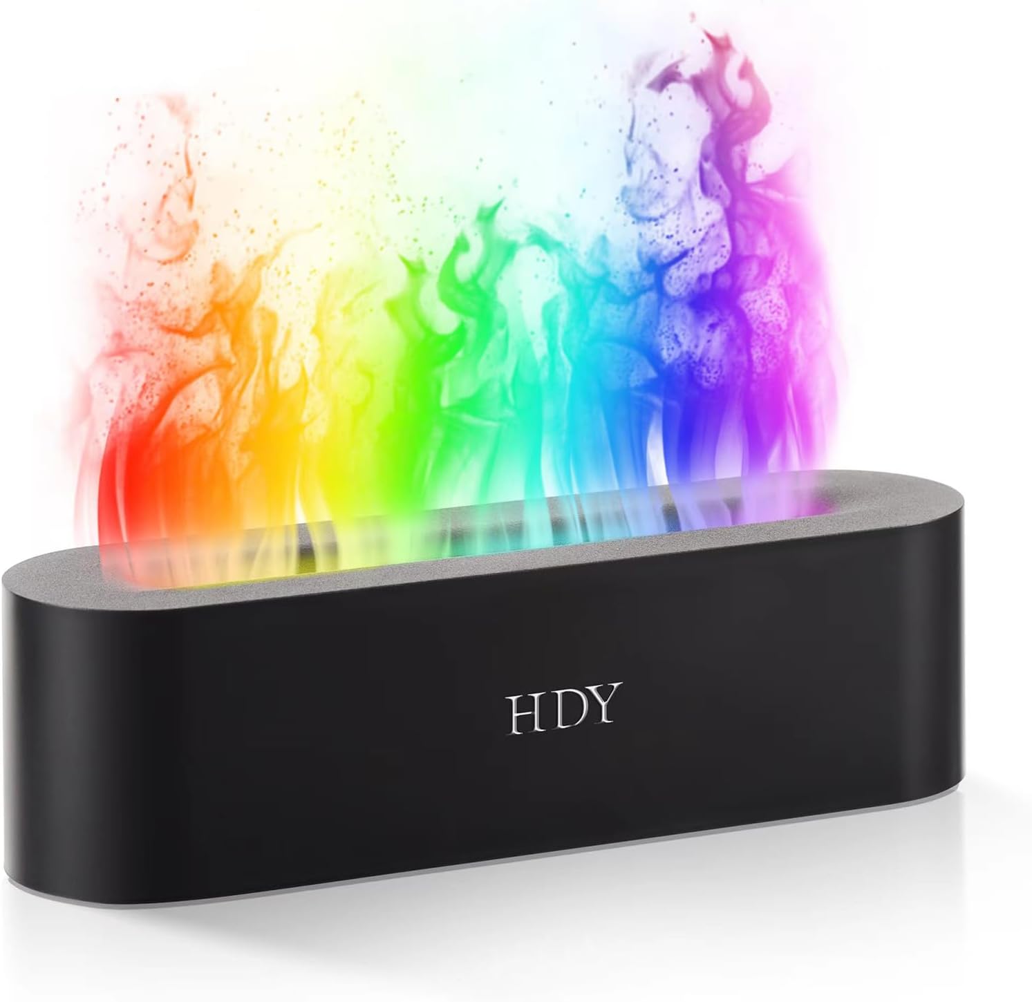 Flame Aromatherapy Humidifier, 7-Color Variable Essential Oil Diffuser, Ultra-Silent Bedroom Humidifier with Timer and No-Water Auto Shut-Off, 150 ml, for Home, Hotel, and Office (Black)