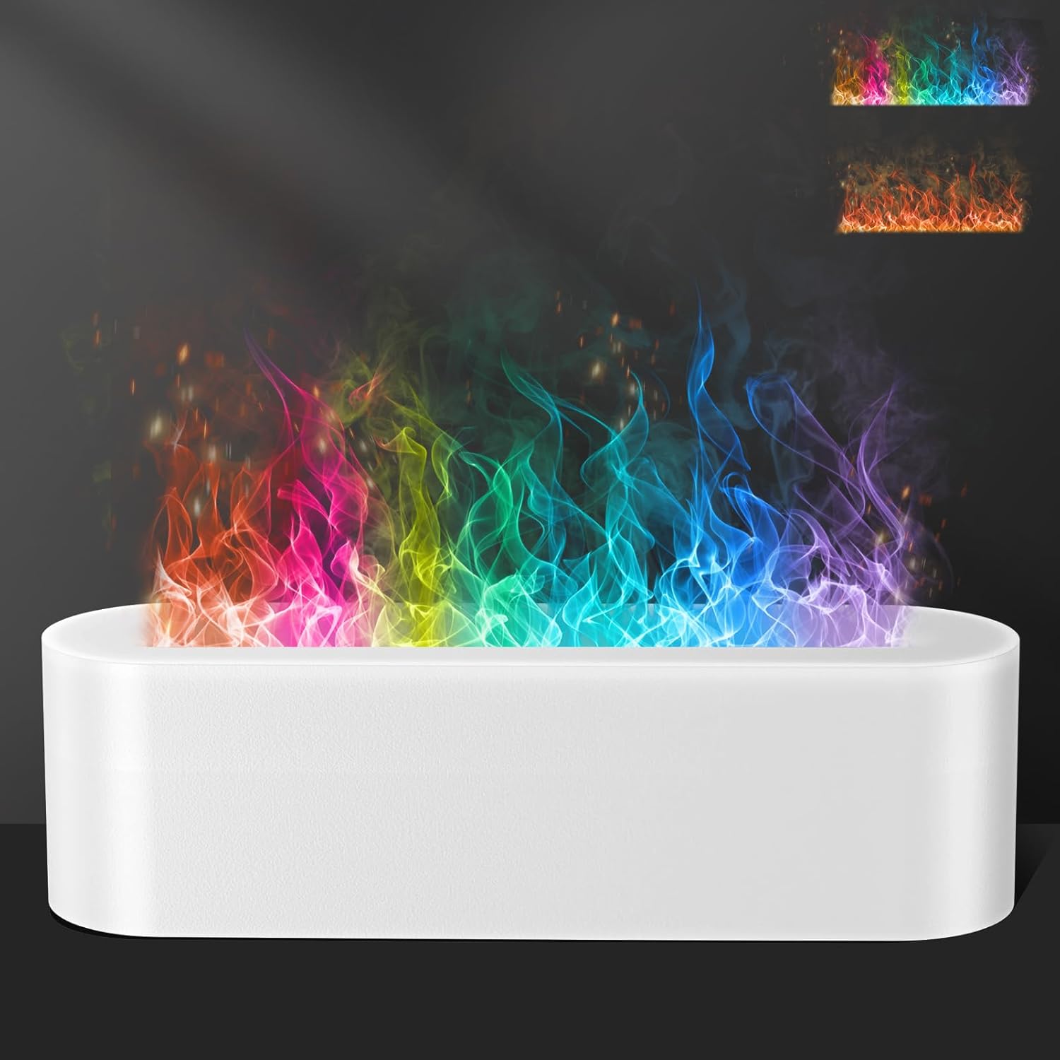Colorful Flame Fire Diffuser Humidifier, Ultra-Quiet Aroma Essential Oils Aromatherapy Diffusers for Large Room, Bedroom, Office (Timeable, Waterless Auto off-150ml)